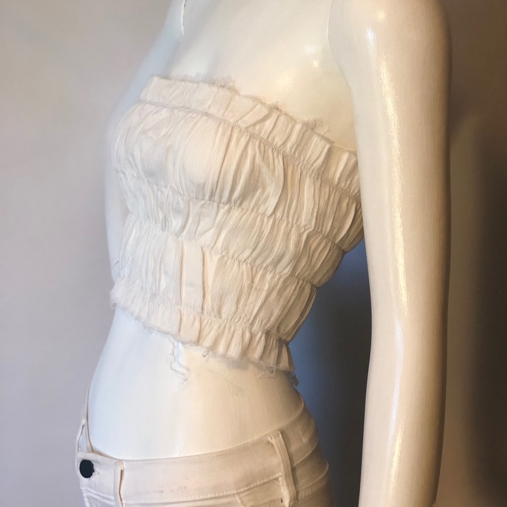 Strapless Cotton Bandeau - White